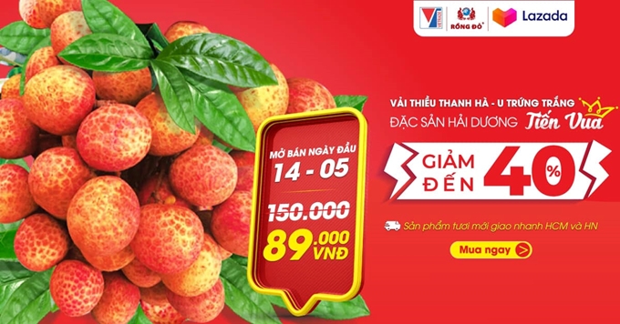 Le litchi de Thanh Ha est officiellement vendu sur la plate-forme d e-commerce Lazada